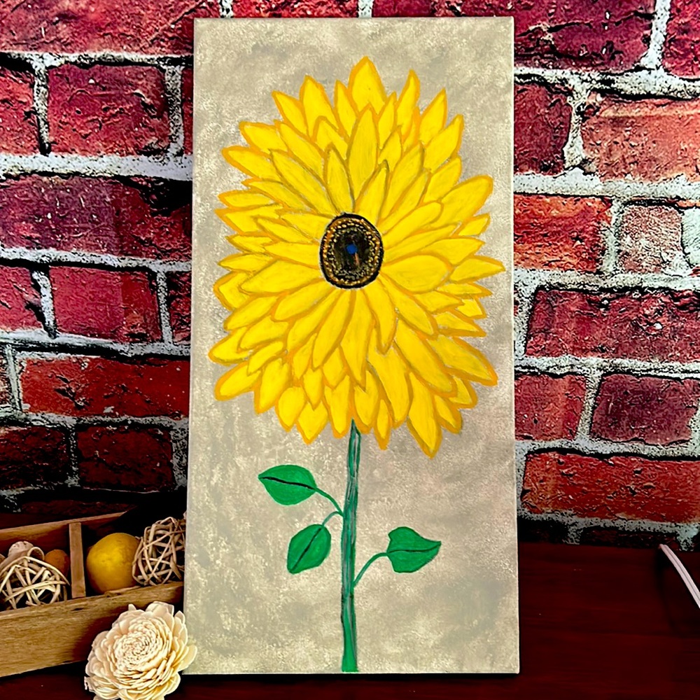 Hand Painted Sunflower On Canvas